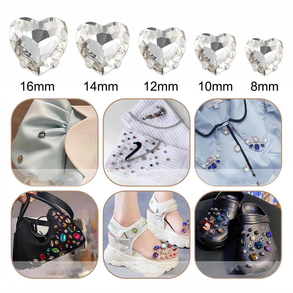 Heart Shape Glass Rhinestones  - Sew On Rhinestone reseña y precio