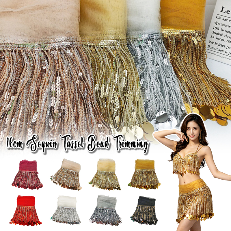 10 Yards Sequins Tassel Lace T - Lace Ribbon Trim reseña y precio