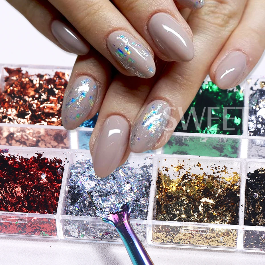 12 Grids Golden Foils Nails Gl - Glitter Vinyl Roll reseña y precio
