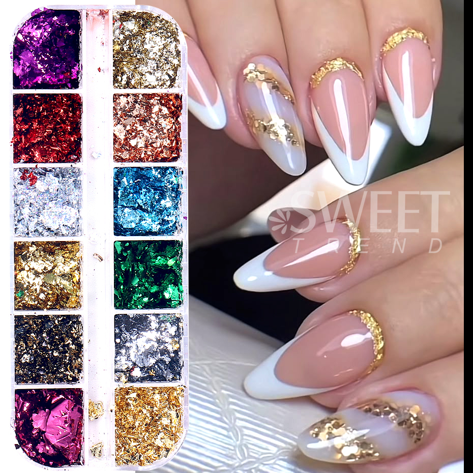12 Grids Golden Foils Nails Gl - Glitter Vinyl Roll reseña y precio