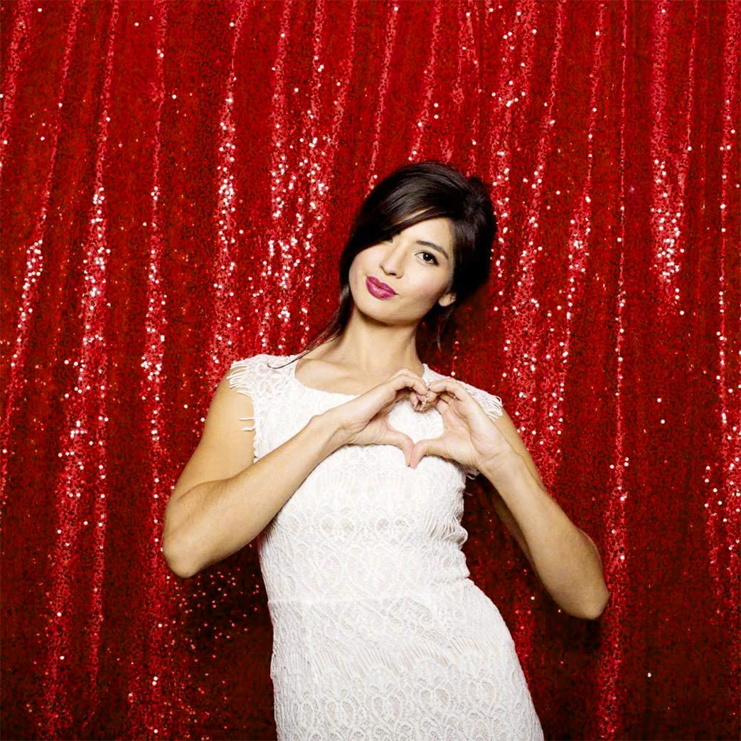 Silver Sequin Backdrop Curtain - Sequin Fabric Panel reseña y precio