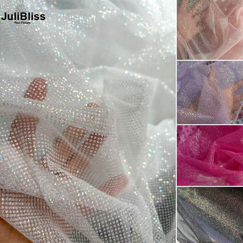 Shimmering White Glitter Tulle - Sequin Fabric Panel reseña y precio