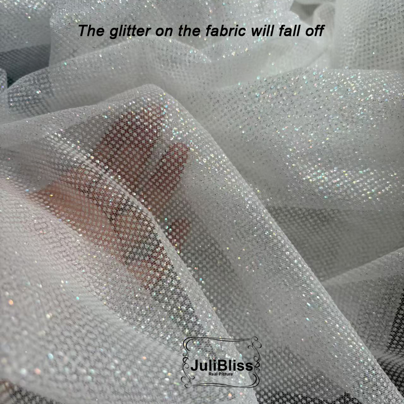 Shimmering White Glitter Tulle - Sequin Fabric Panel reseña y precio