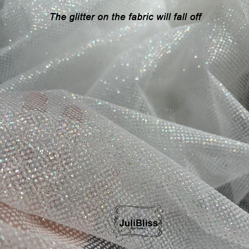 Shimmering White Glitter Tulle - Sequin Fabric Panel reseña y precio
