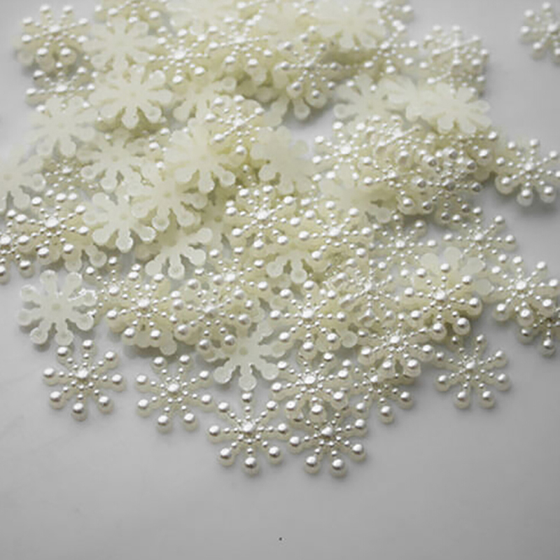 100pcs White Pearl Resin Snowf - Christmas Craft Embellishment reseña y precio