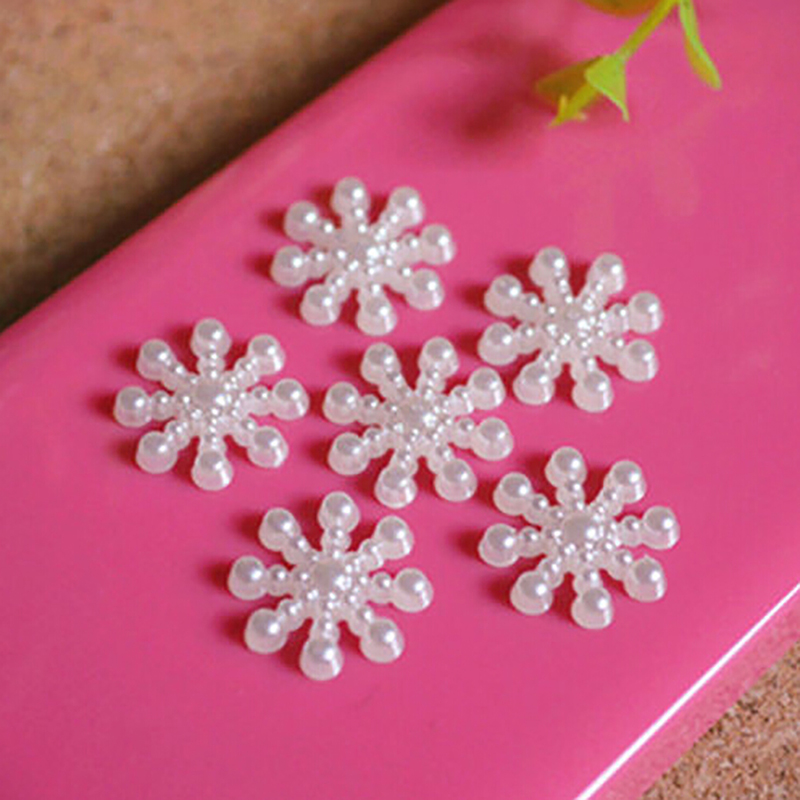 100pcs White Pearl Resin Snowf - Christmas Craft Embellishment reseña y precio