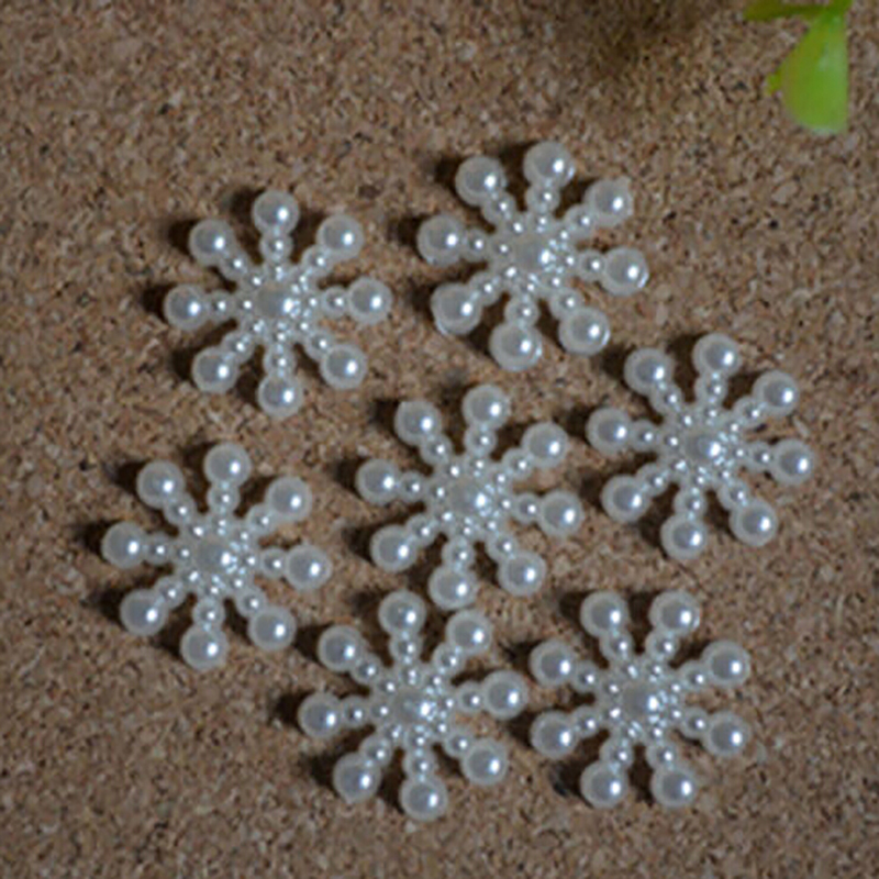 100pcs White Pearl Resin Snowf - Christmas Craft Embellishment reseña y precio