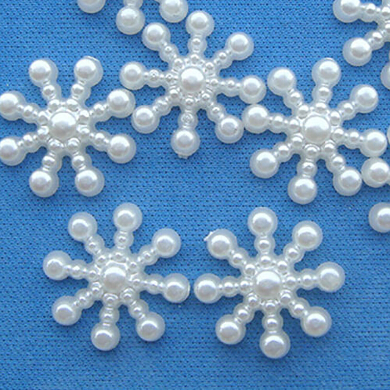 100pcs White Pearl Resin Snowf - Christmas Craft Embellishment reseña y precio