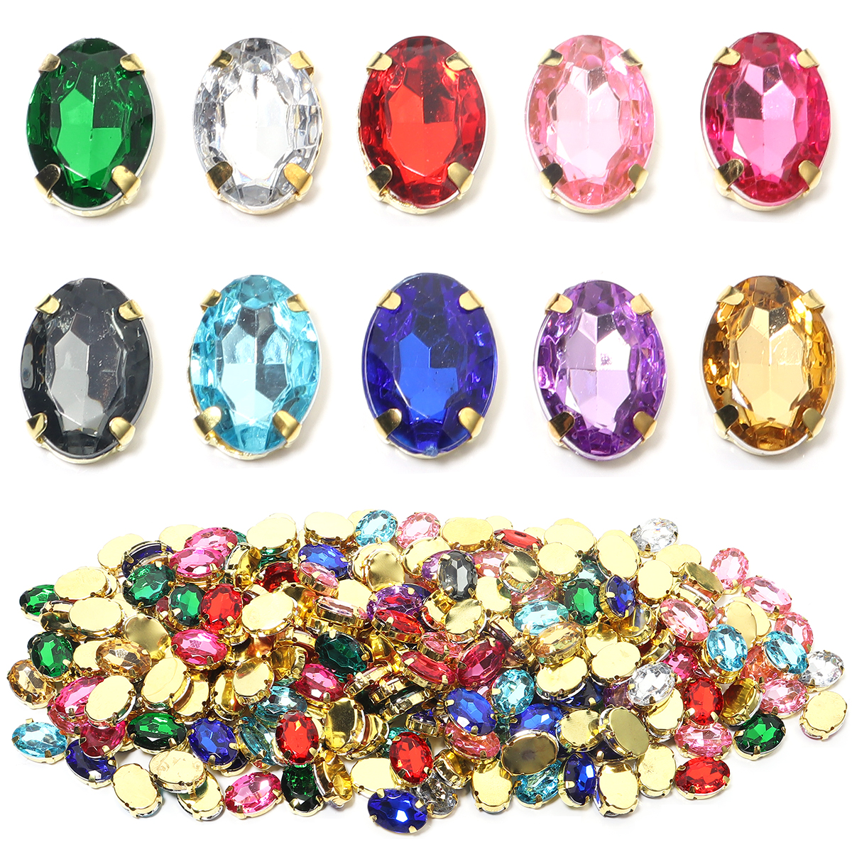 50pcs Gold Color Stainless Ste - Sew On Rhinestone reseña y precio