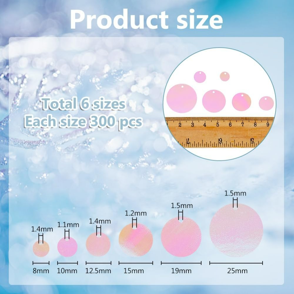 1800Pcs 6 Sizes Loose Sequin F - Embroidery Craft reseña y precio