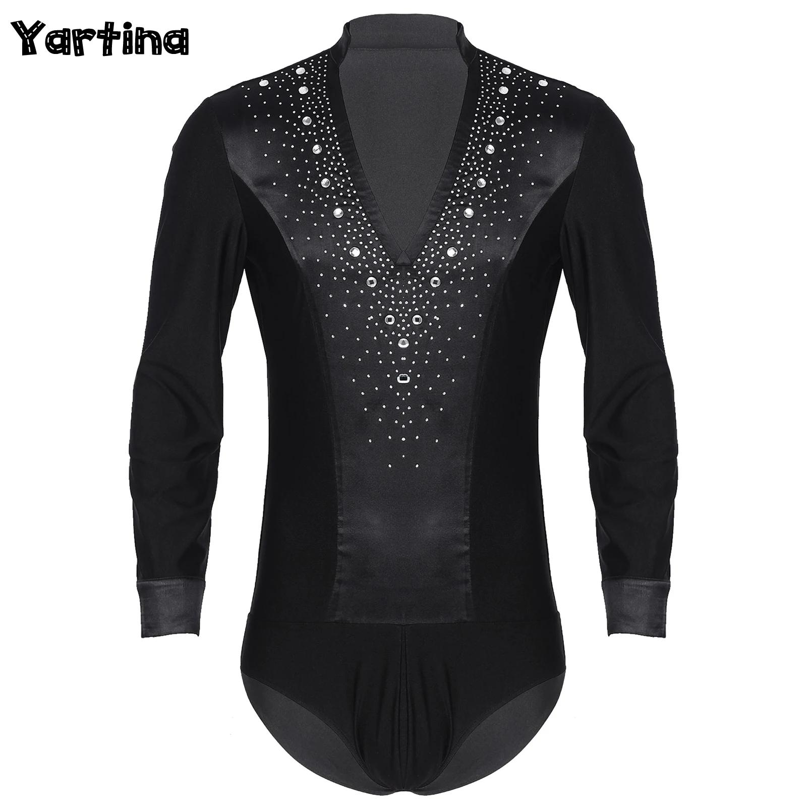 Mens Latin Jazz Dance Leotard  - Rhinestone Banding Trim reseña y precio