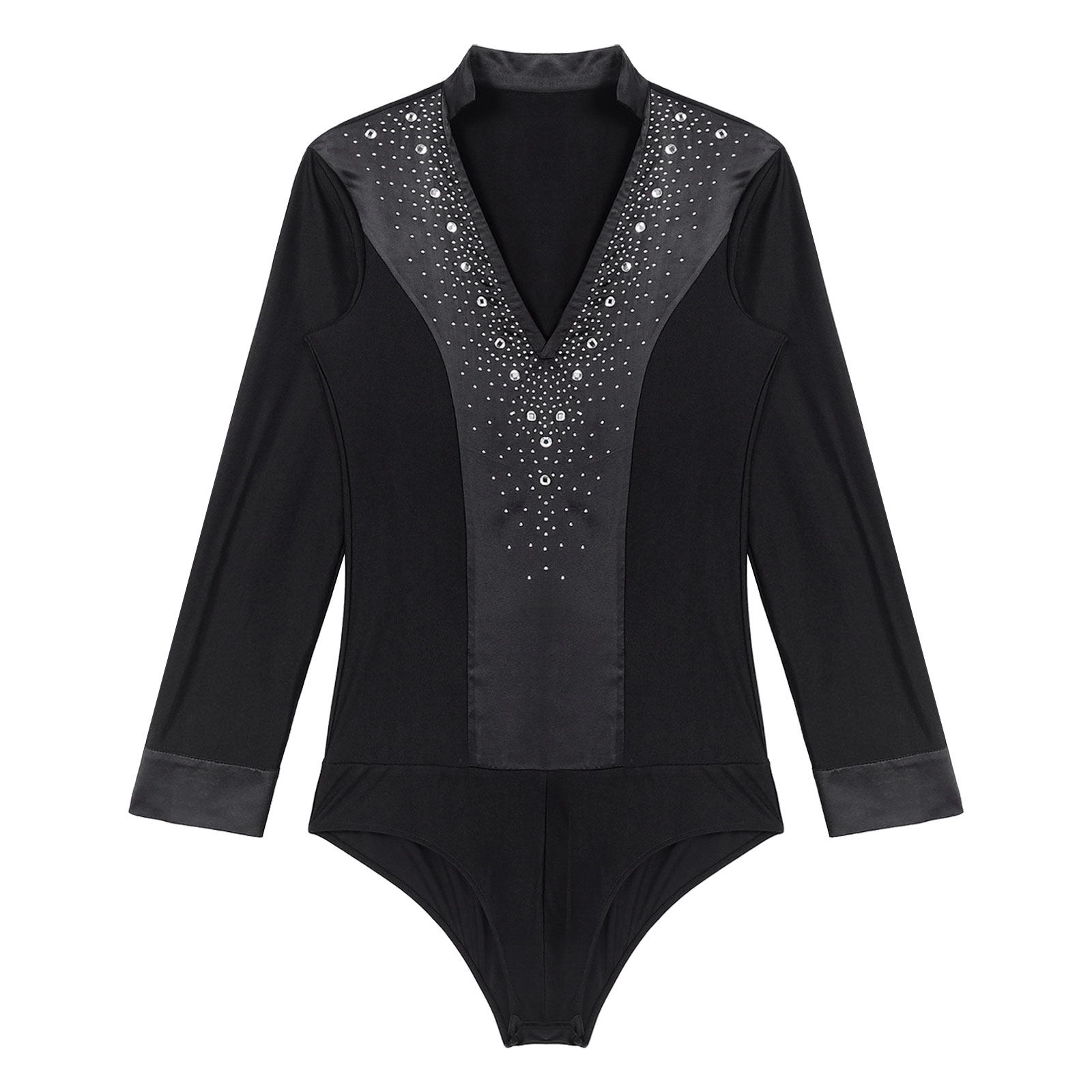 Mens Latin Jazz Dance Leotard  - Rhinestone Banding Trim reseña y precio
