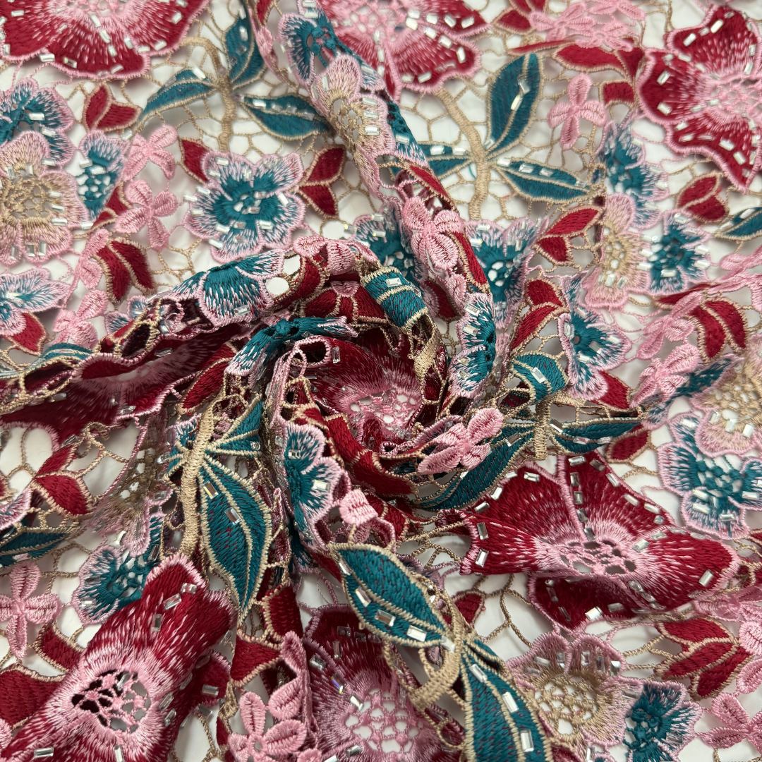 Elegant Guipure Cord Lace Fabr - Sew On Rhinestone reseña y precio