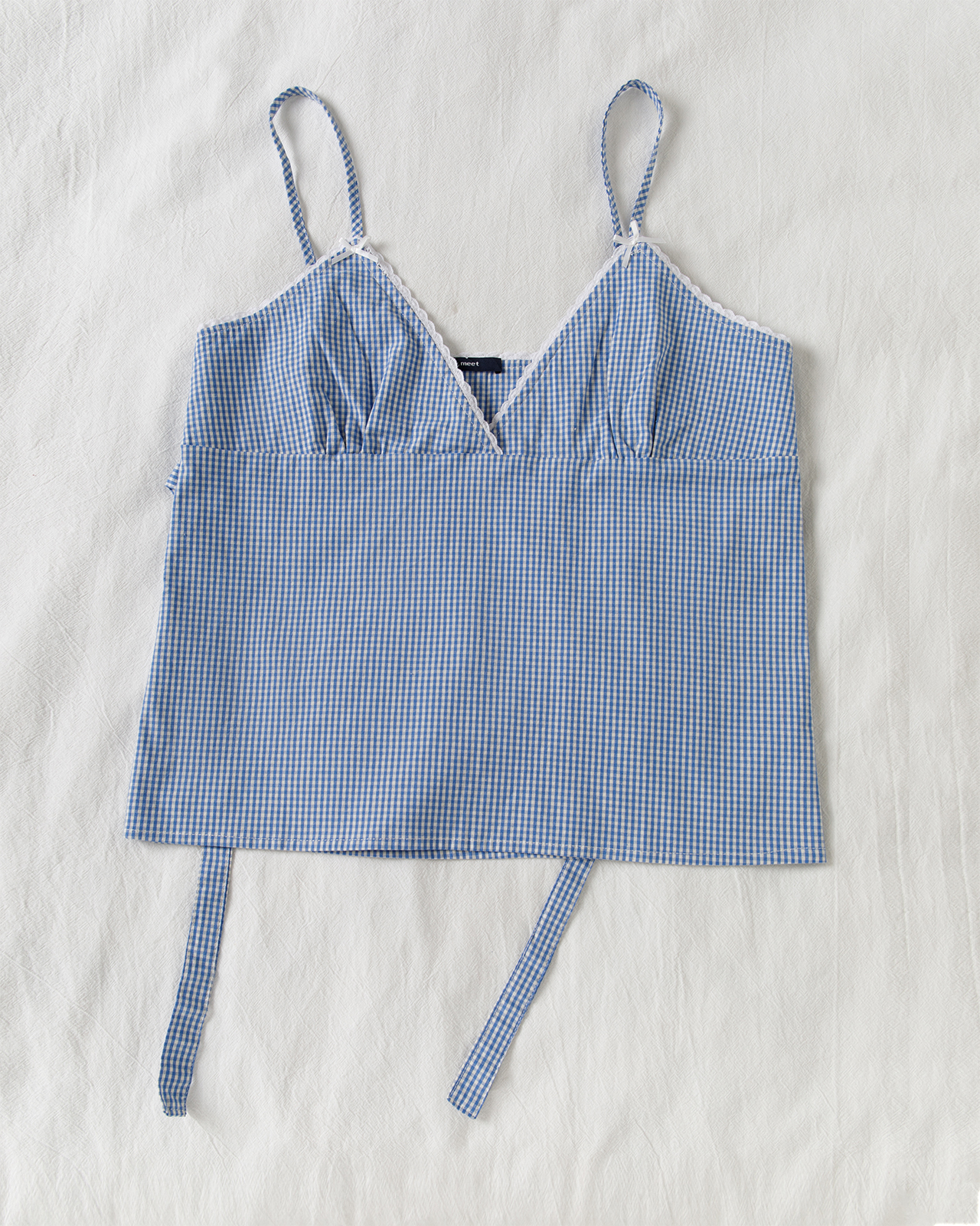 Blue Plaid Shorts 2 Piece Set  - Elastic Lace Trim reseña y precio