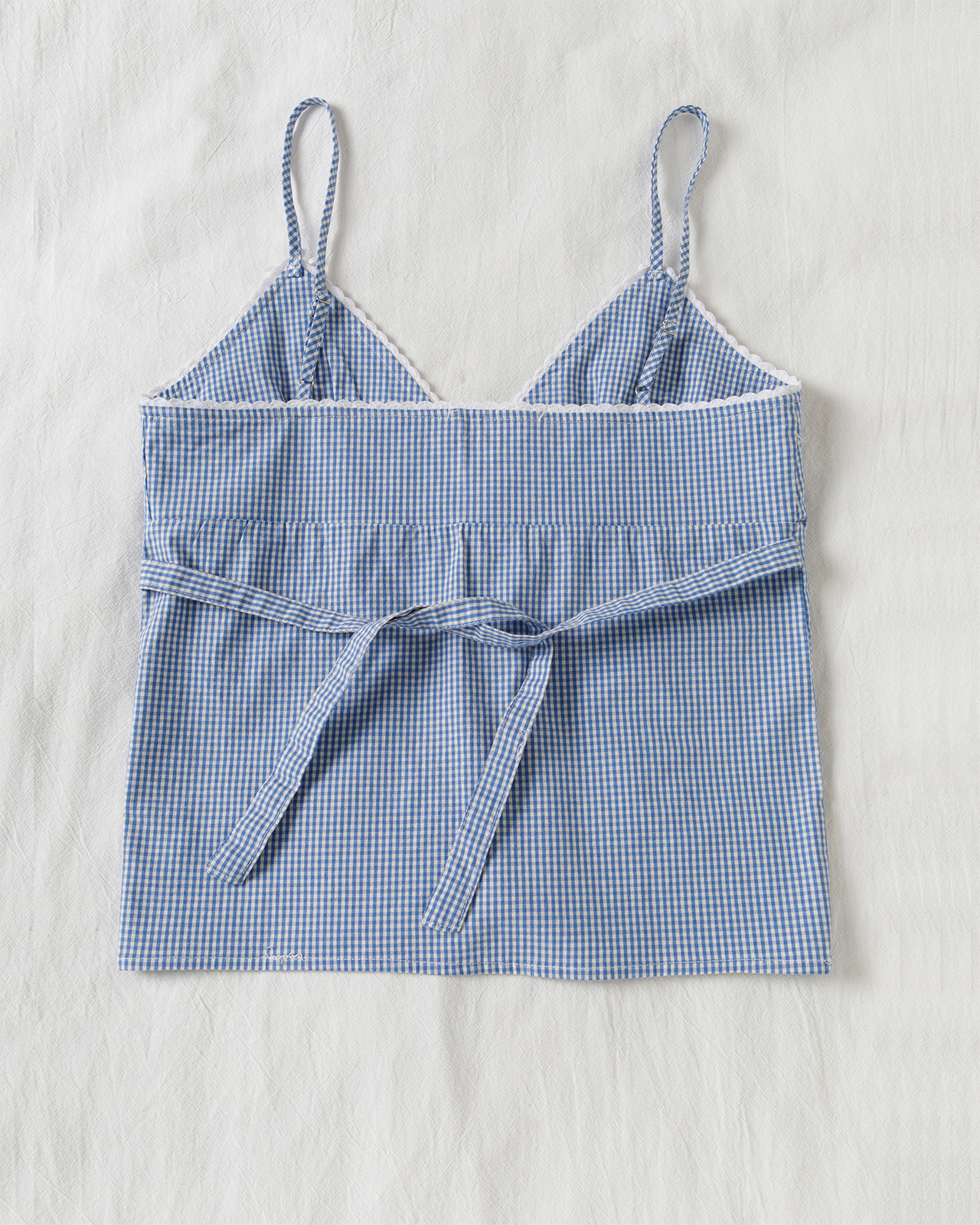 Blue Plaid Shorts 2 Piece Set  - Elastic Lace Trim reseña y precio