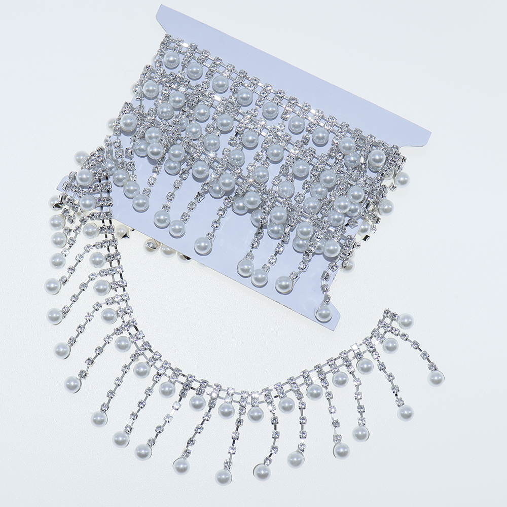 Crystal Rhinestone Pearl Trim  - Pearl Trim Chain reseña y precio
