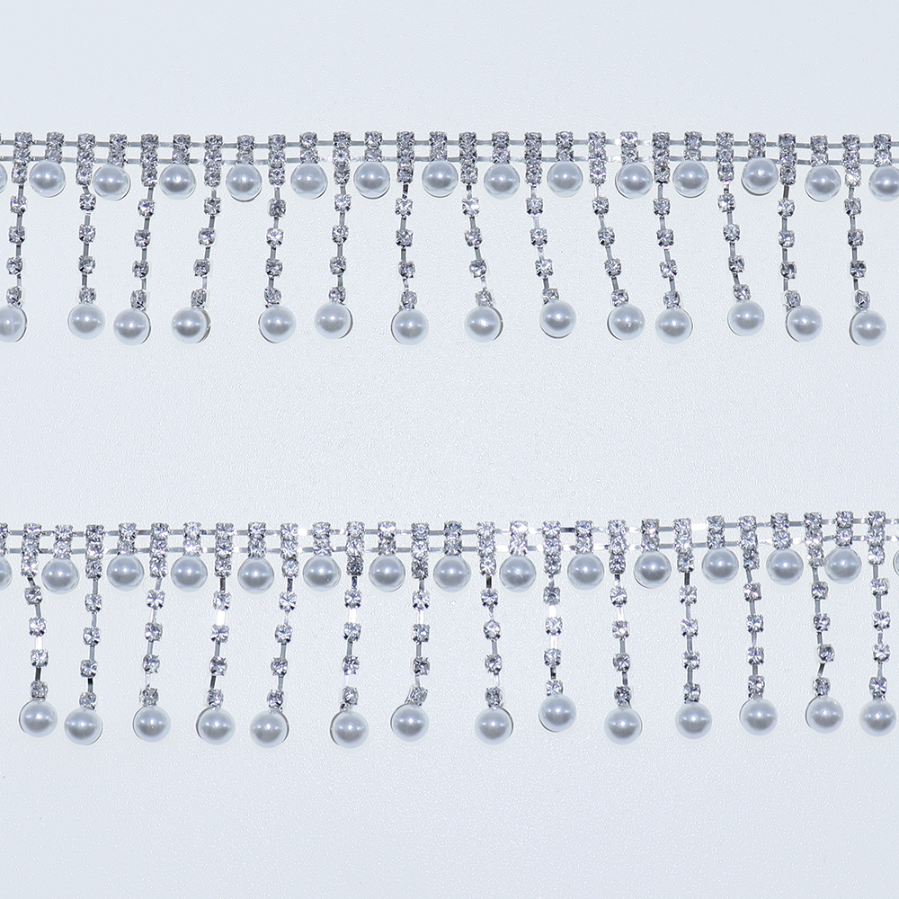 Crystal Rhinestone Pearl Trim  - Pearl Trim Chain reseña y precio
