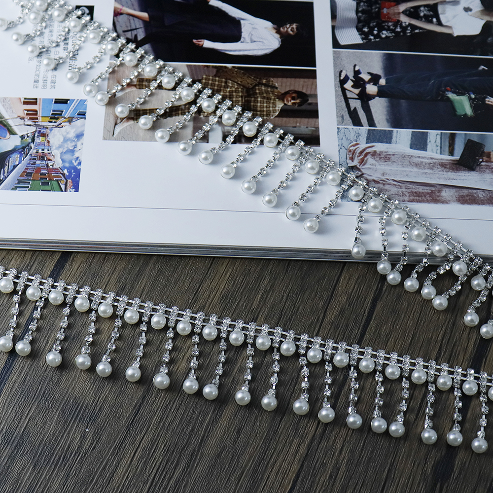 Crystal Rhinestone Pearl Trim  - Pearl Trim Chain reseña y precio
