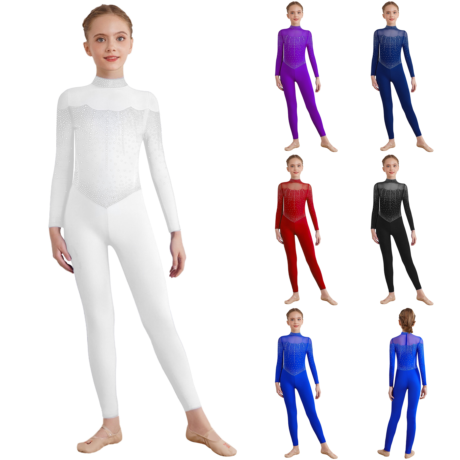 6-16Y Girls Figure Skating Dan - Rhinestone Banding Trim reseña y precio