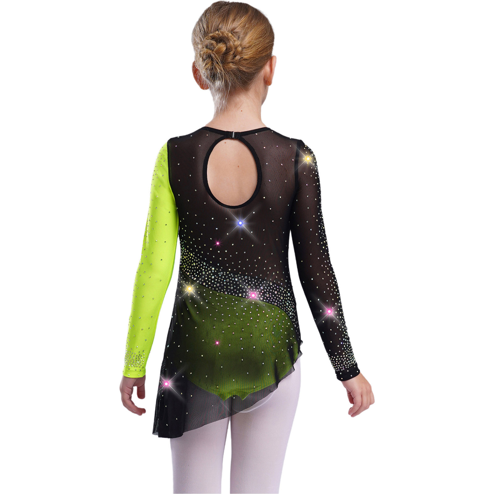 Kids Girls Ballet Leotard Dres - Rhinestone Banding Trim reseña y precio