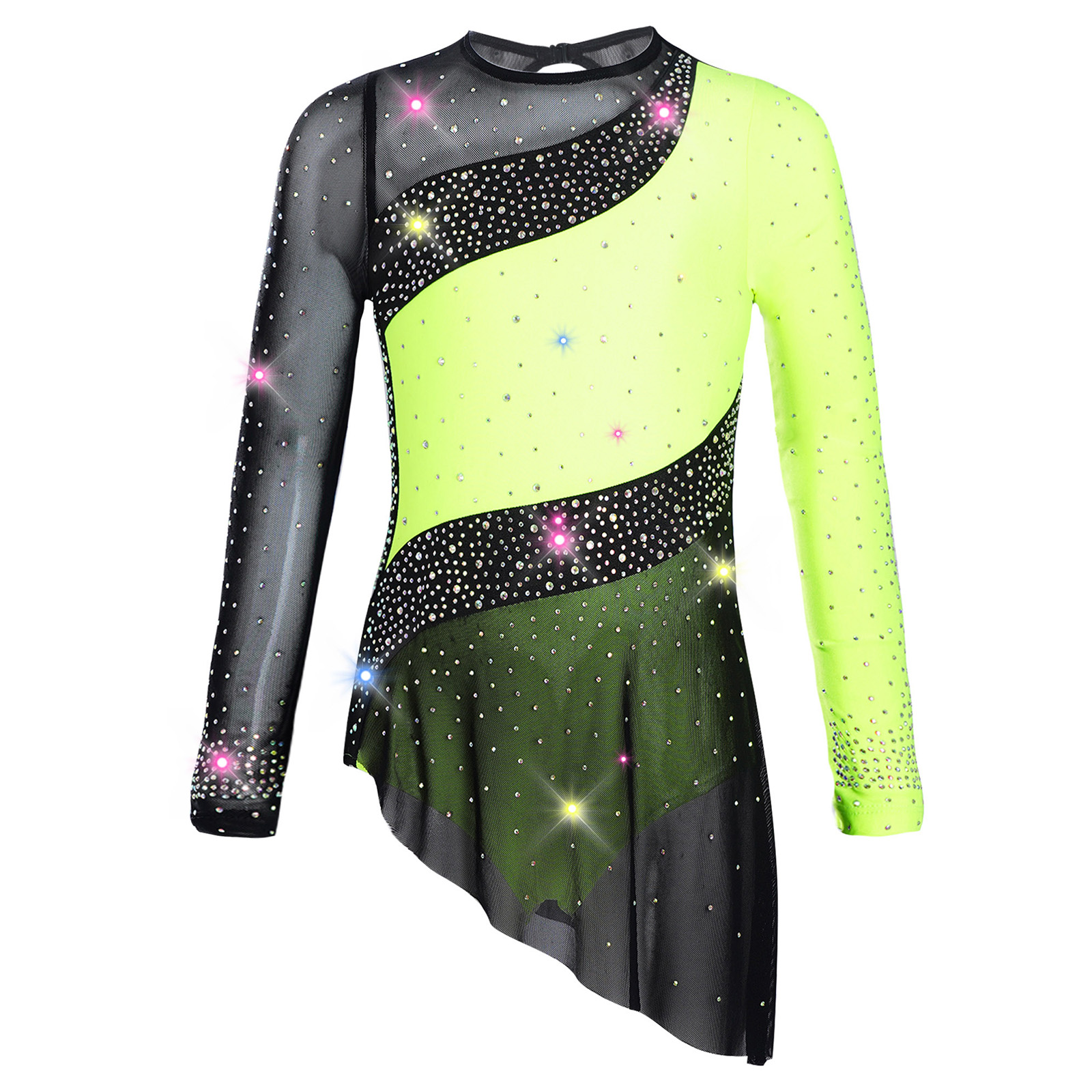 Kids Girls Ballet Leotard Dres - Rhinestone Banding Trim reseña y precio