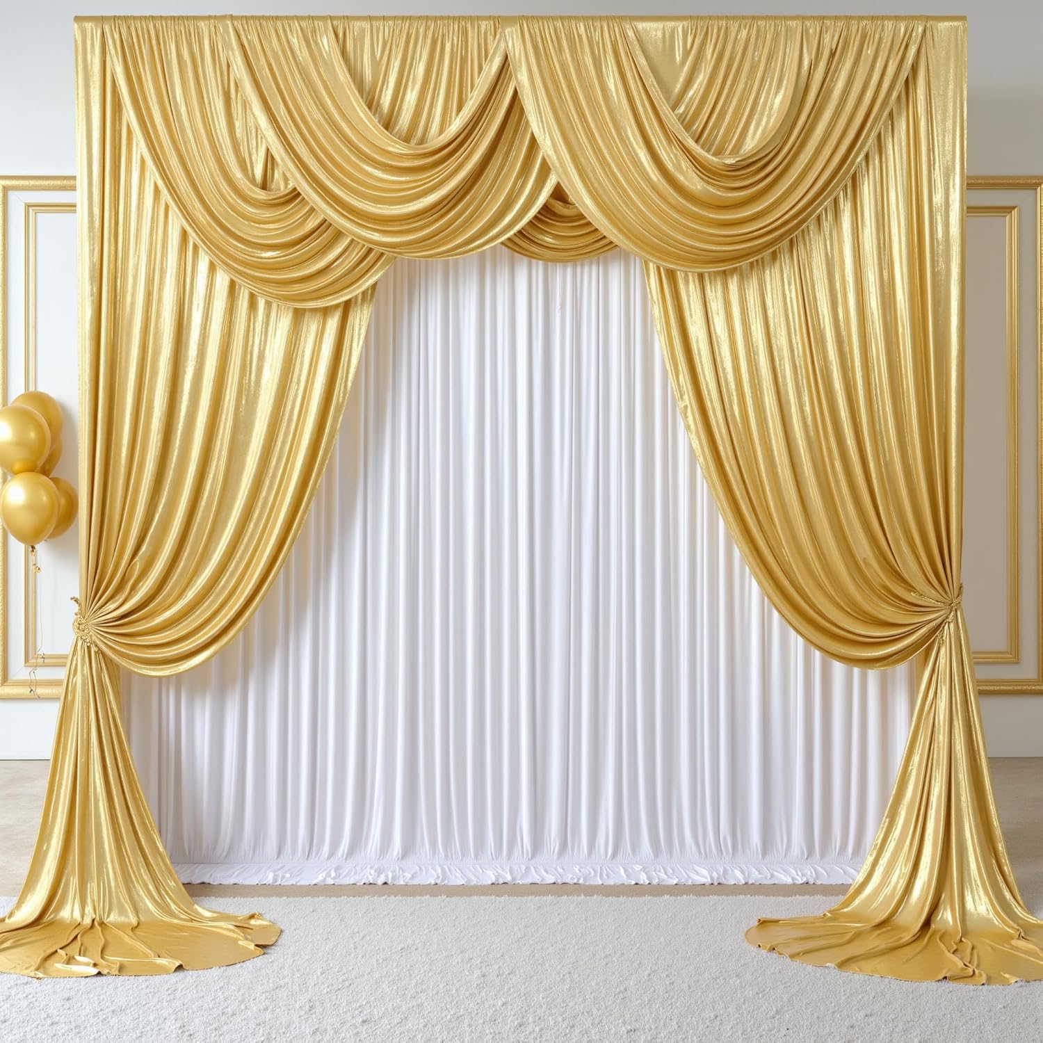 2.3x7FT Wrinkle Free Glitter 1 - Sequin Fabric Panel reseña y precio