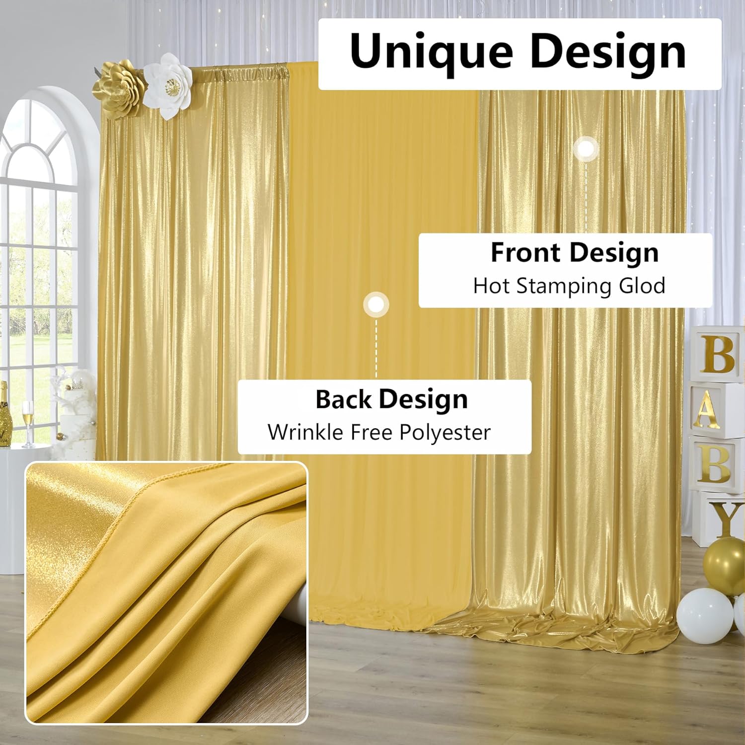 2.3x7FT Wrinkle Free Glitter 1 - Sequin Fabric Panel reseña y precio