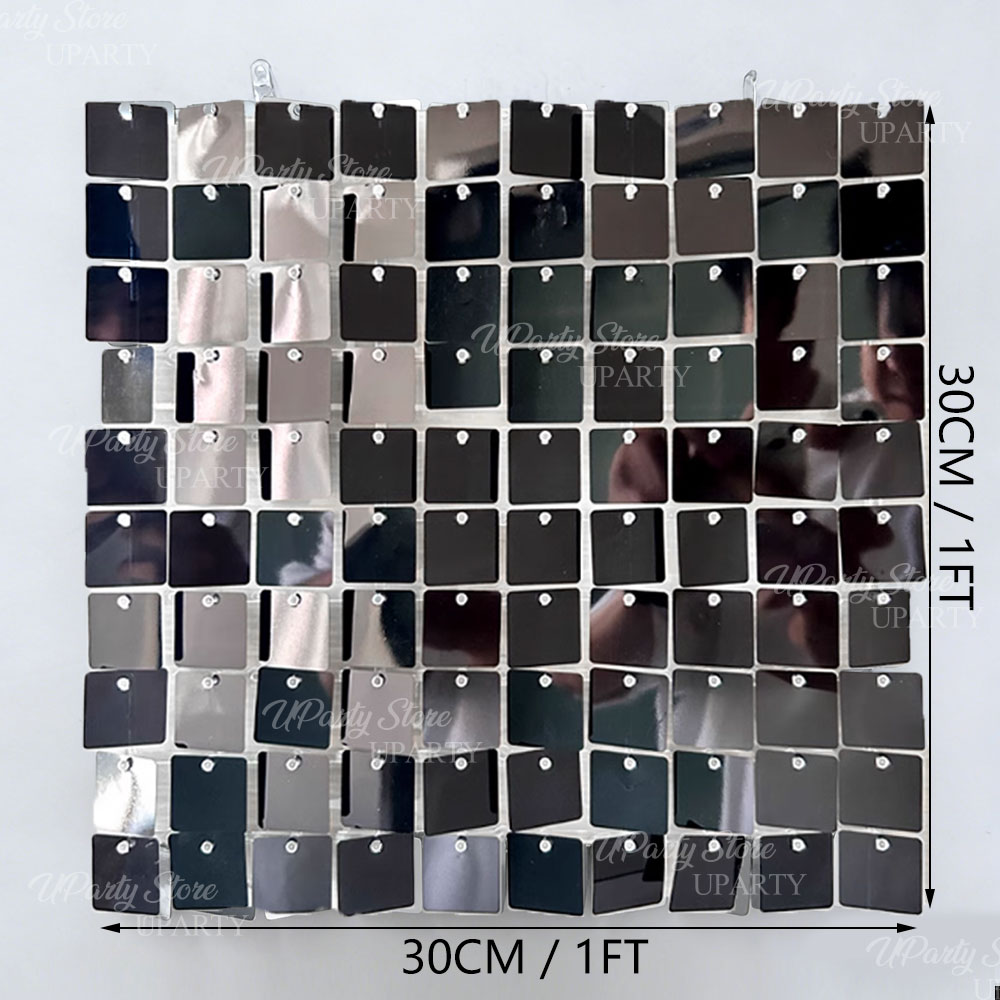 Black Shimmer Wall Backdrop 12 - Sequin Fabric Panel reseña y precio