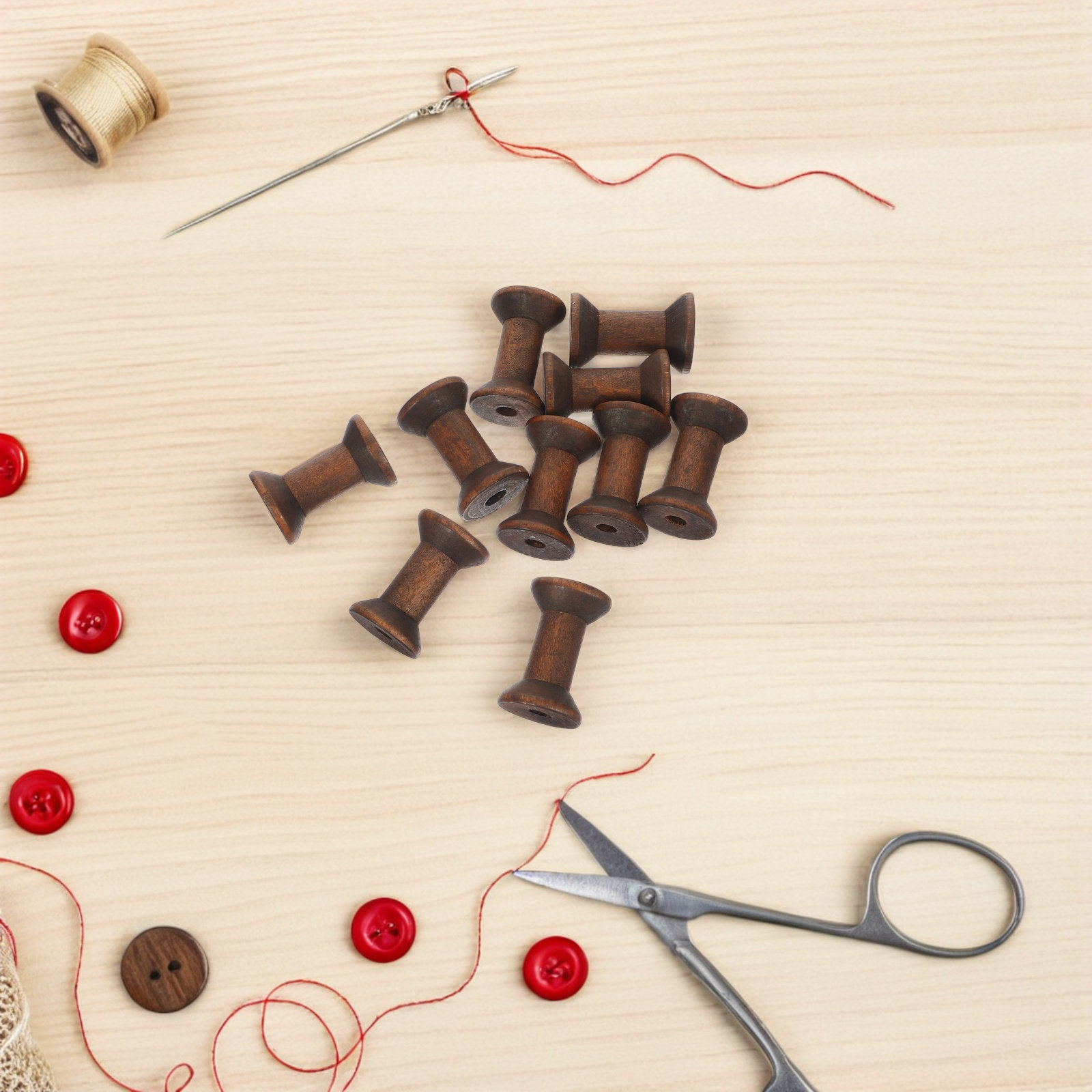 10Pcs Handcrafted Wooden Spool - Embroidery Craft reseña y precio