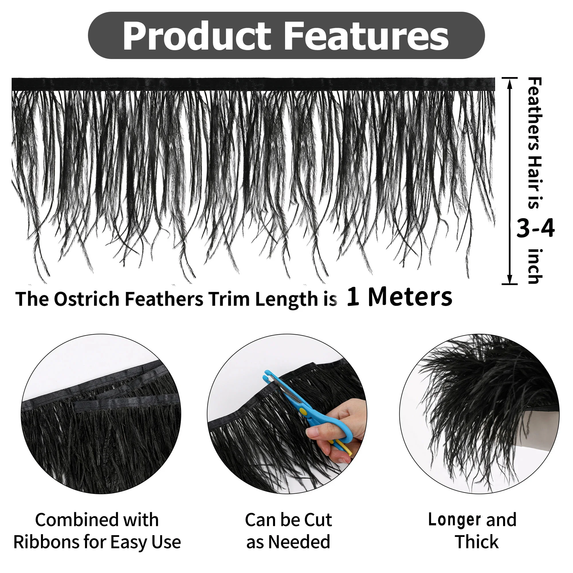 1/10M Natural Plume Black Ostr - Feather Trim Marabou reseña y precio