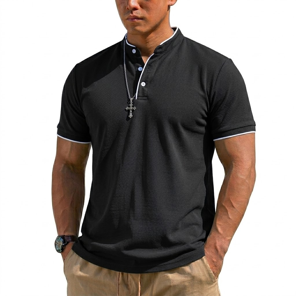 Summer Short Sleeve Henley Shi - Embellish Knit reseña y precio