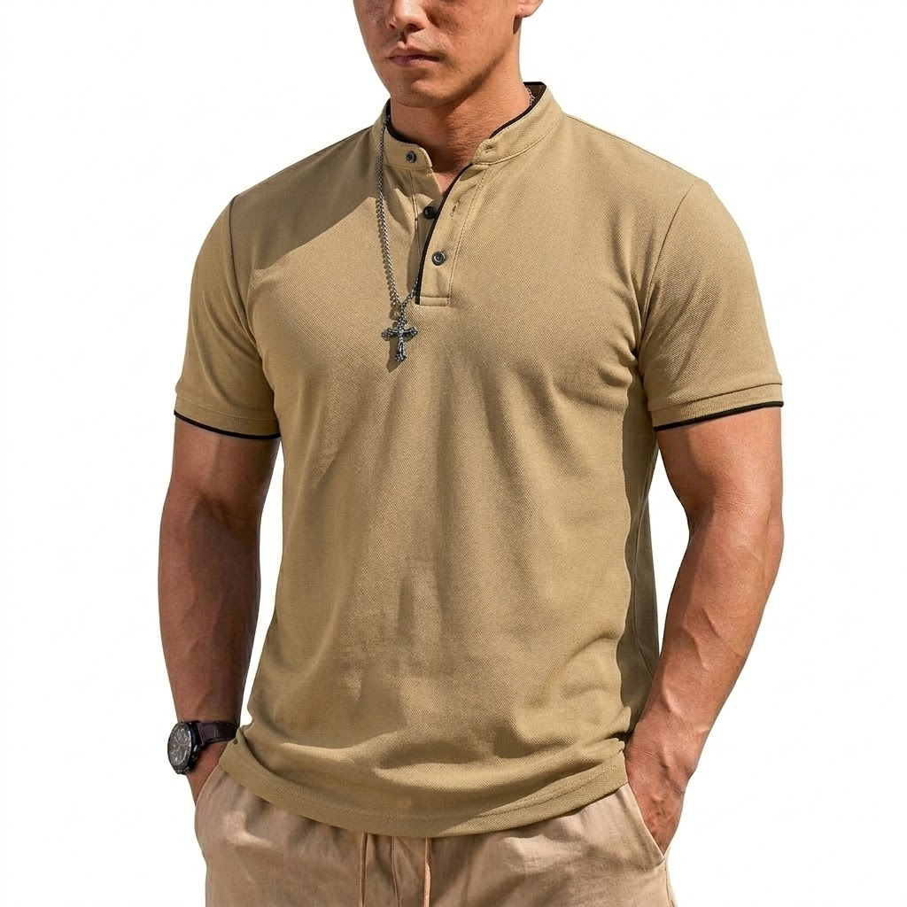 Summer Short Sleeve Henley Shi - Embellish Knit reseña y precio