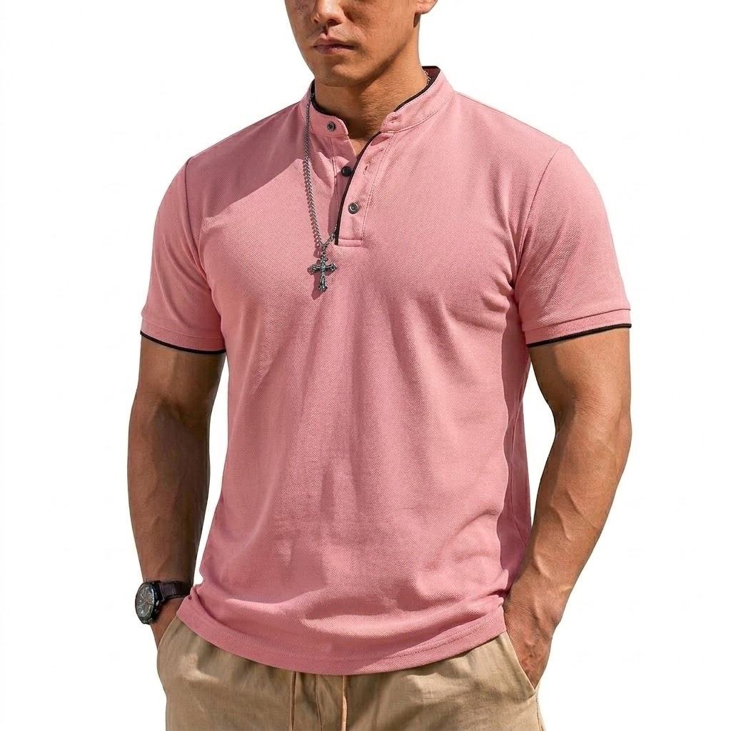 Summer Short Sleeve Henley Shi - Embellish Knit reseña y precio