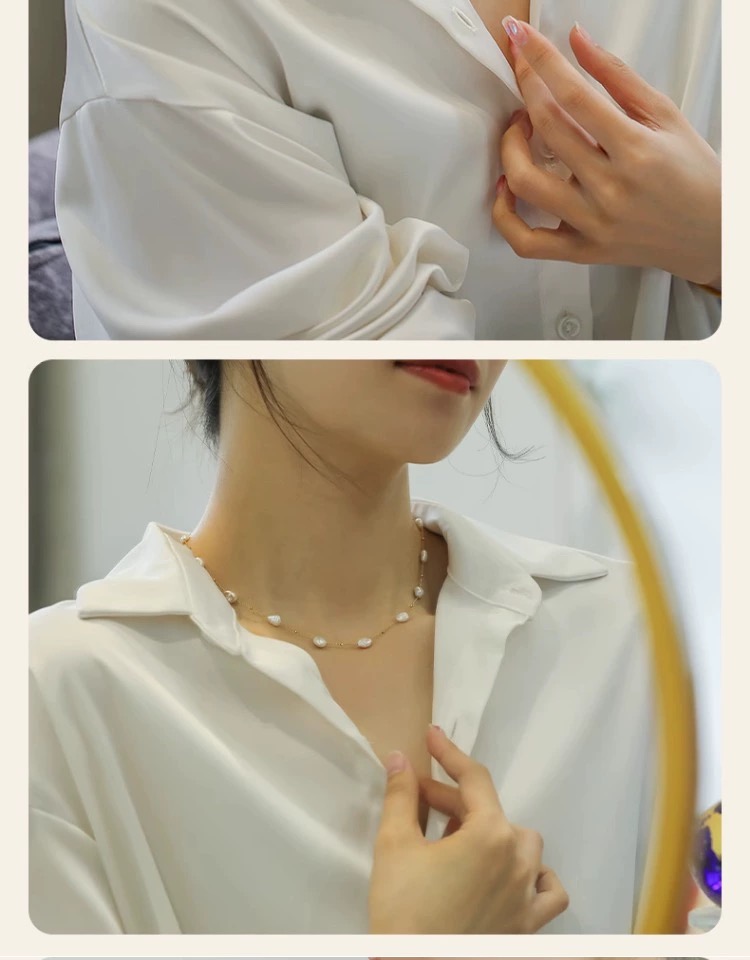 Fine Jewelry Real 18K Gold Nec - Pearl Trim Chain reseña y precio