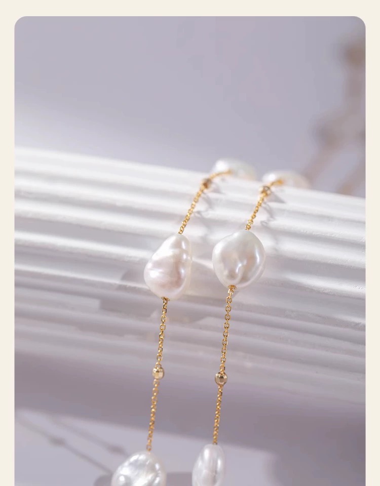 Fine Jewelry Real 18K Gold Nec - Pearl Trim Chain reseña y precio