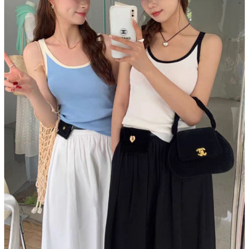 Women Trim Ribbed Tank Top U-N - Embellish Knit reseña y precio