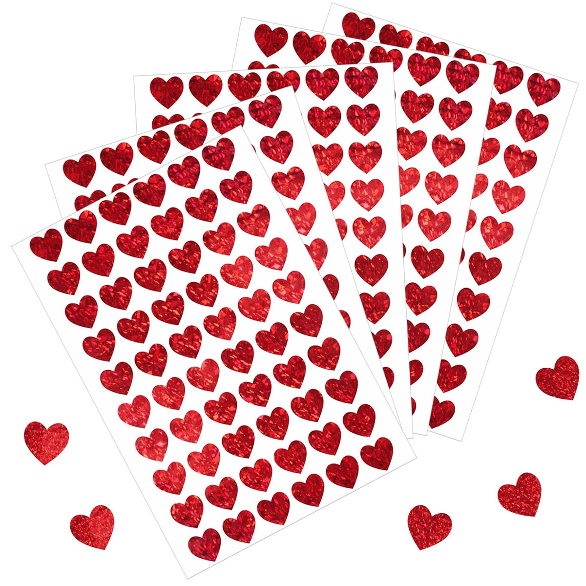 600 Pcs Red Heart Stickers, Sm - Glitter Vinyl Roll reseña y precio