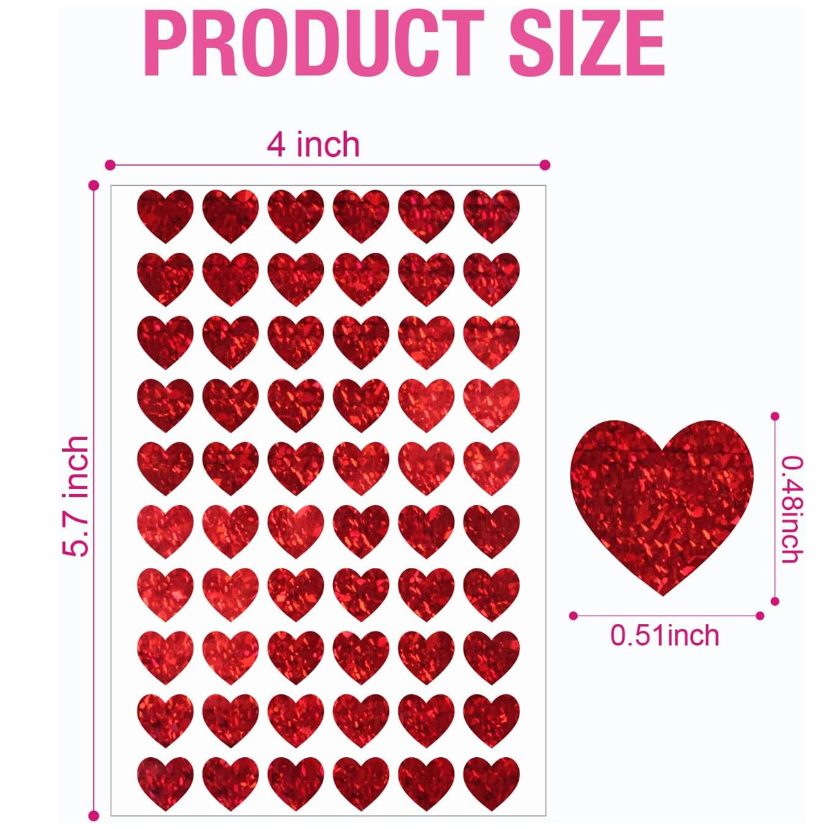 600 Pcs Red Heart Stickers, Sm - Glitter Vinyl Roll reseña y precio