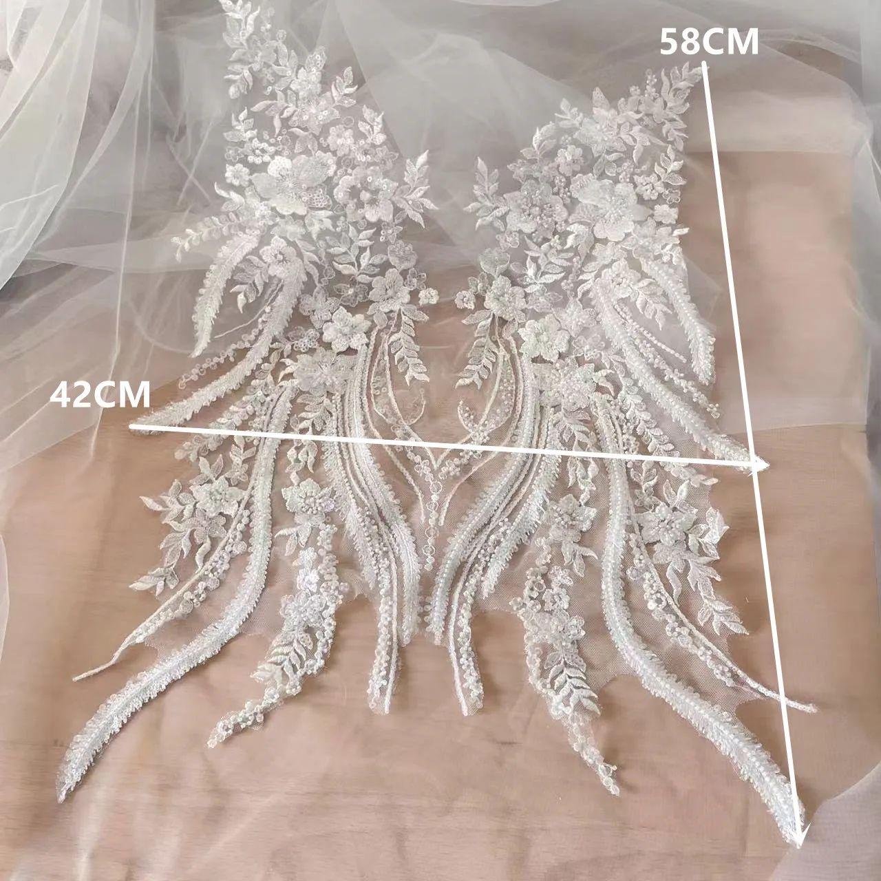New Beaded Sequins Lace Mirror - Applique Patch Flower reseña y precio
