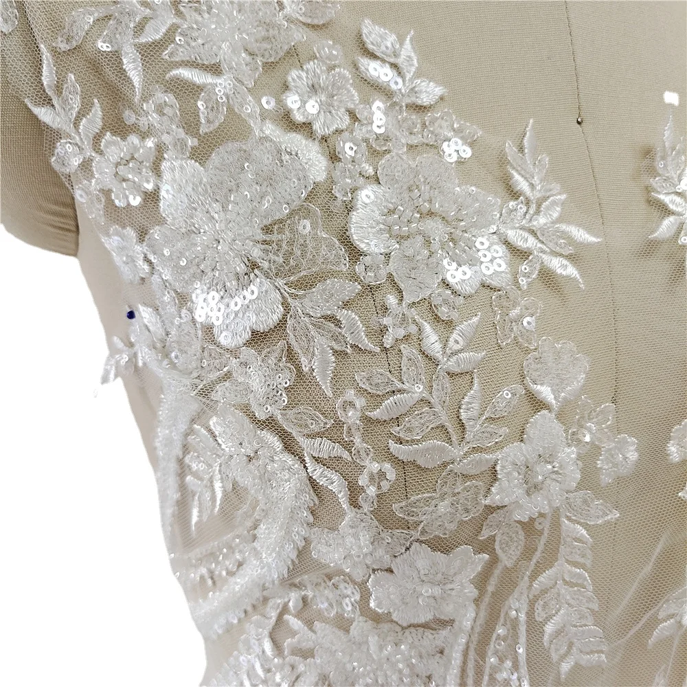 New Beaded Sequins Lace Mirror - Applique Patch Flower reseña y precio