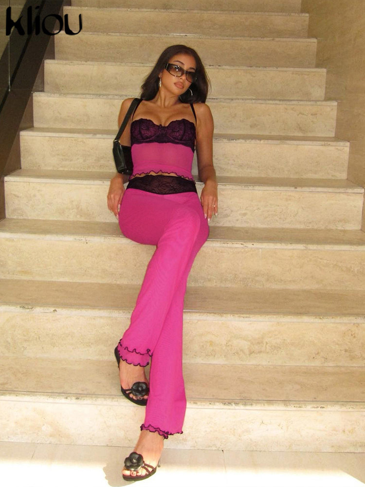 kliou Thin Sheer Women 2 Piece - Elastic Lace Trim reseña y precio
