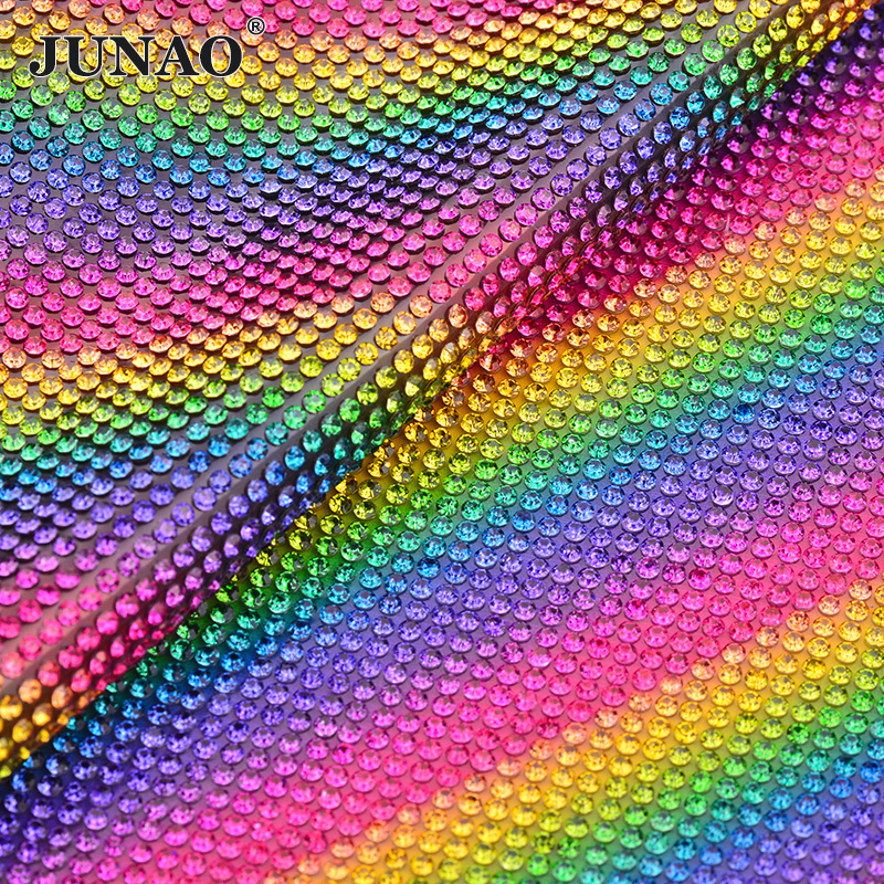 JUNAO 24x40cm Light Peach Self - Hotfix Rhinestone Sheet reseña y precio