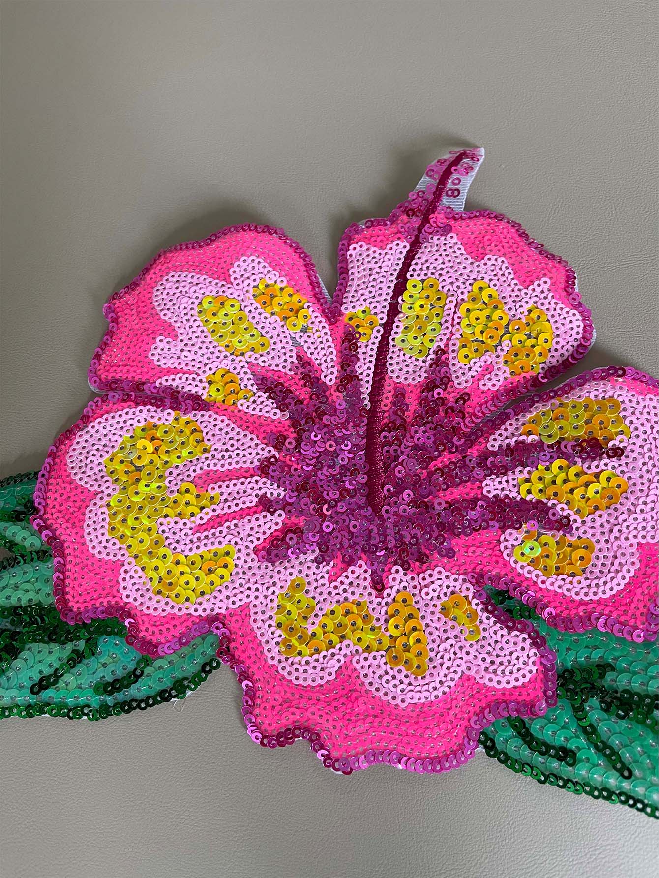 1 Piece 26CM Shining Pink Sequ - Applique Patch Flower reseña y precio