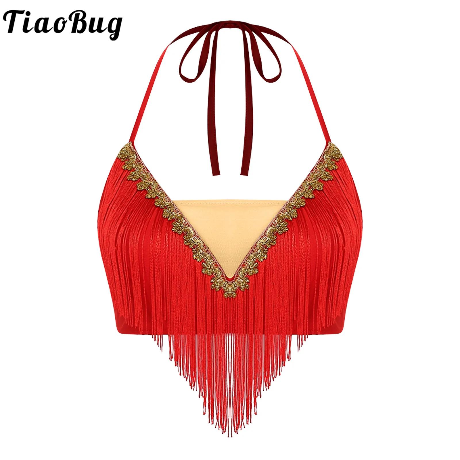 Women Lace-up Tassel Belly Dan - Tassel Fringe Trim reseña y precio