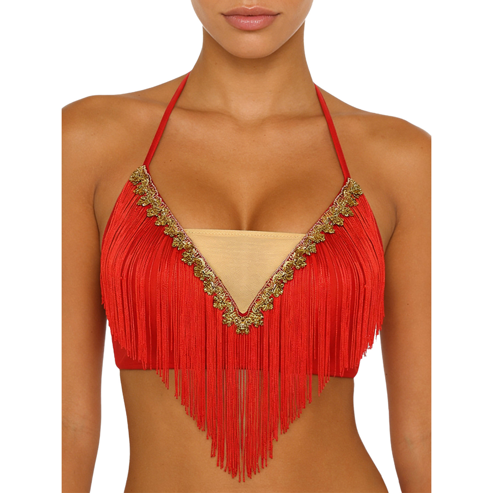 Women Lace-up Tassel Belly Dan - Tassel Fringe Trim reseña y precio