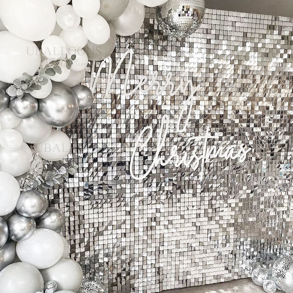 Silver Sequin Wall Backdrop Pa - Sequin Fabric Panel reseña y precio