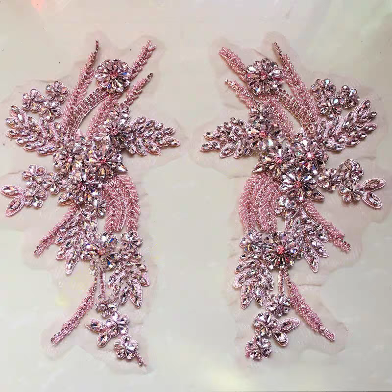 Beaded floral appliqués, hand- - Sew On Rhinestone reseña y precio