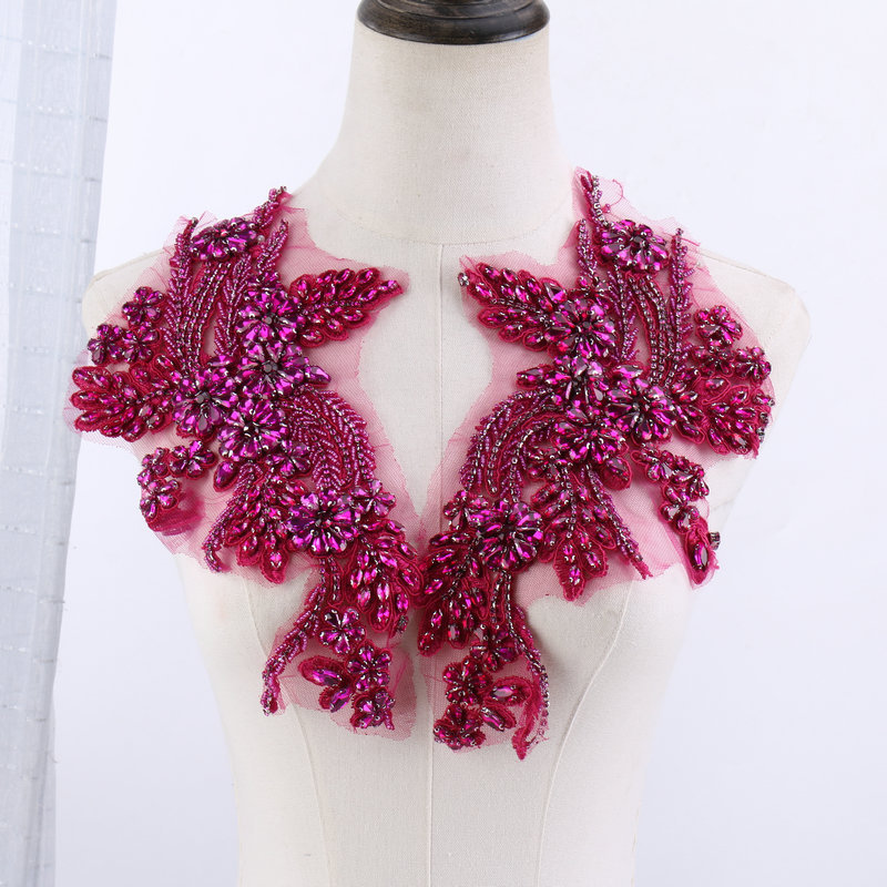 Beaded floral appliqués, hand- - Sew On Rhinestone reseña y precio
