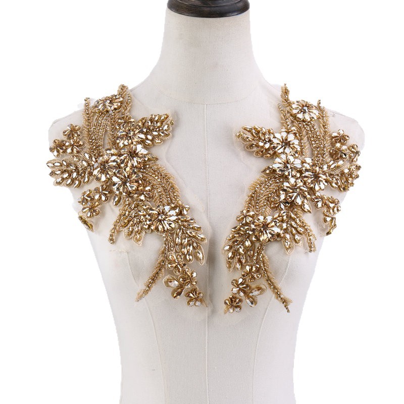 Beaded floral appliqués, hand- - Sew On Rhinestone reseña y precio